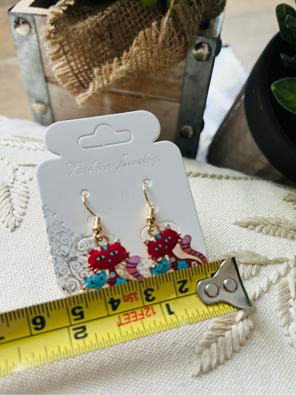 Cat Lovers Earrings🐾 Cat Earrings w/Colorful Accents & Paw Print Bag 🐾🆕🐾 - Picture 6 of 8